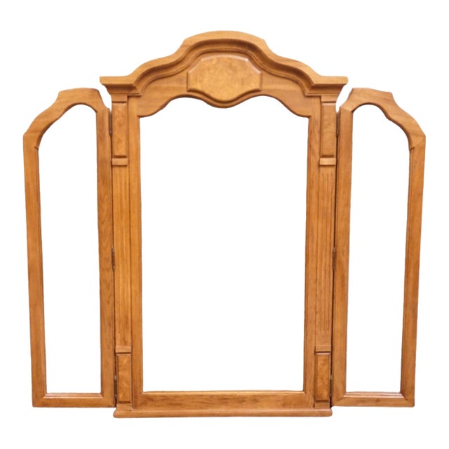 Thomasville Furniture Serenade Collection Burled Walnut Italian Neoclassical Tuscan Style 51" Tri-View Mirror 21211-260 For Sale