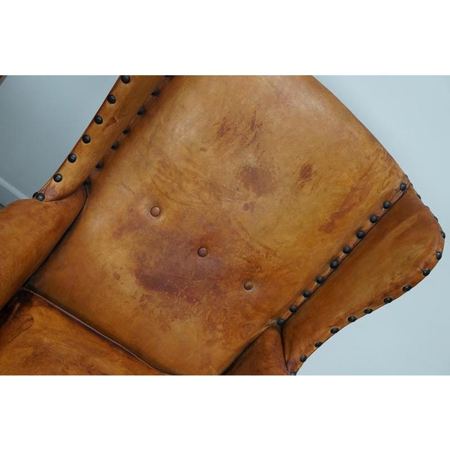 Dutch Cognac Leather Wingback Club Chairs, Set of 2 For Sale - Image 10 of 18