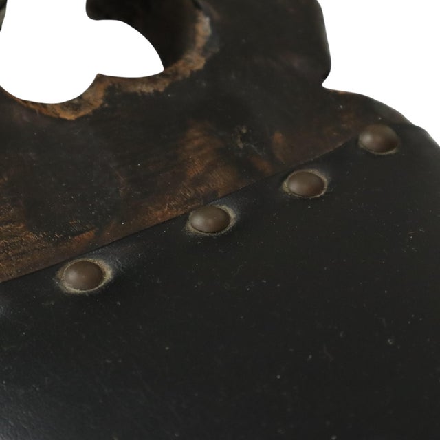 Mid-Century Brutalist Tripod Chair in Pine and Faux Leather, Spain For Sale - Image 11 of 15