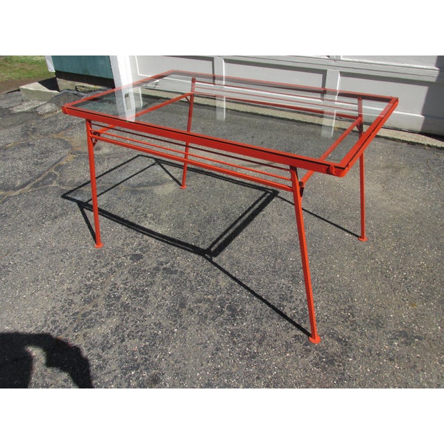 Milo Baughman 1960s Modernist Painted Steel and Glass Dining Table in the Style of Milo Baughman For Sale - Image 4 of 7