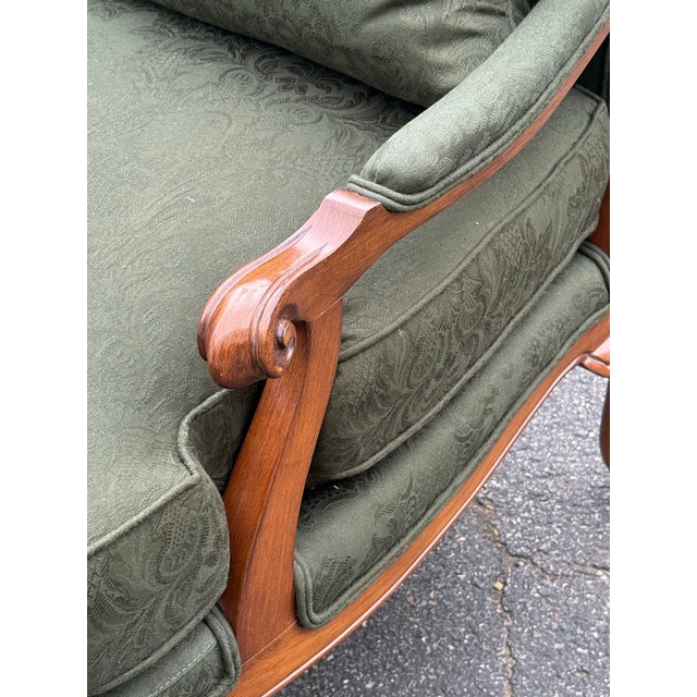 1990s Brandywine Custom Calico Corner Upholstered Bergere Chair With Lattice Back For Sale - Image 5 of 10