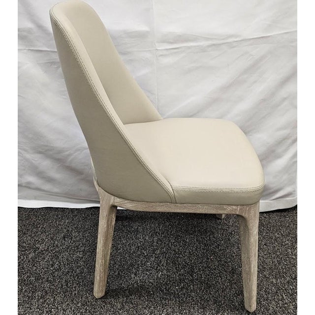 2010s Interlude Home "Canton" Modern Leather & Mahogany Dining Chair For Sale - Image 5 of 8