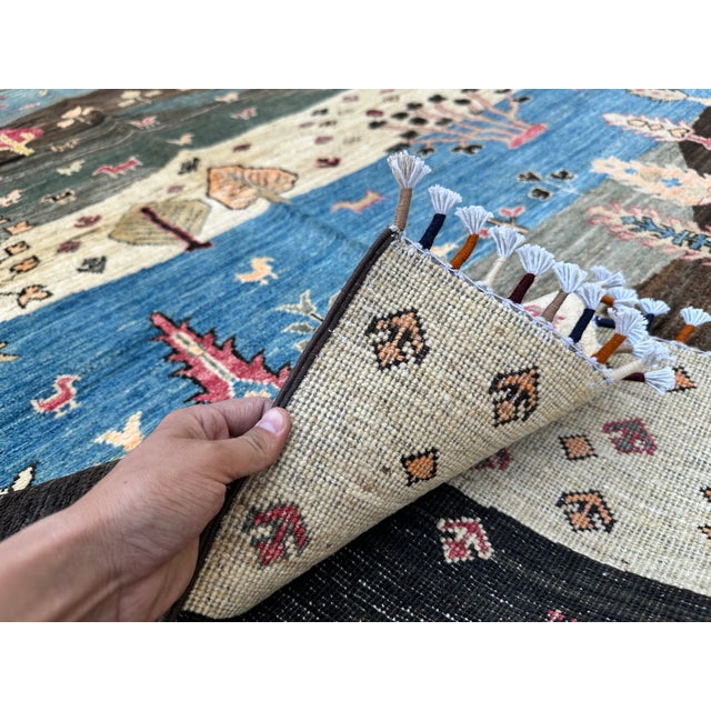 Landscape Gabbeh Hand-Knotted Wool Rug - 7'9" X 5'9" For Sale - Image 15 of 15