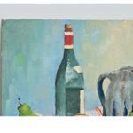 Green French Vintage Still Life Painting on Board For Sale - Image 8 of 9