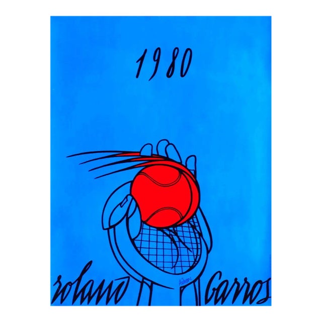 1980 Valério Adami Roland-Garros Blue Poster For Sale