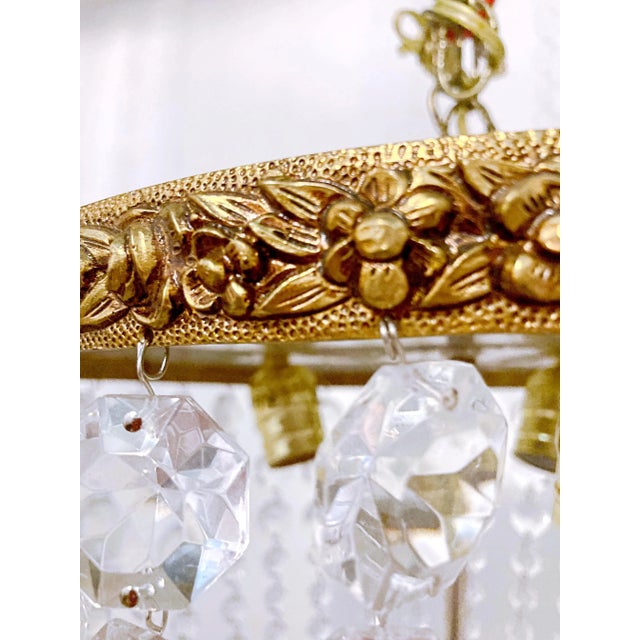 1950s Portuguese Bronze Basket Chandelier For Sale - Image 9 of 10