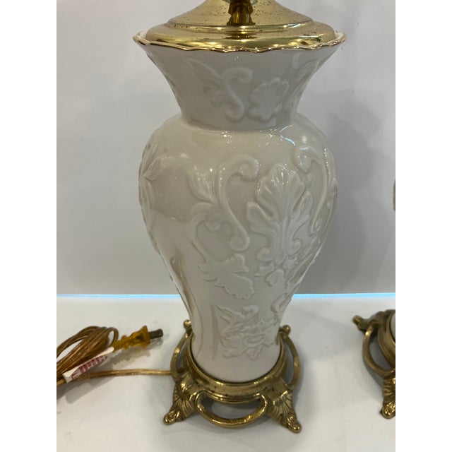 Ceramic Pair of Lenox Porcelain Lamps For Sale - Image 7 of 8