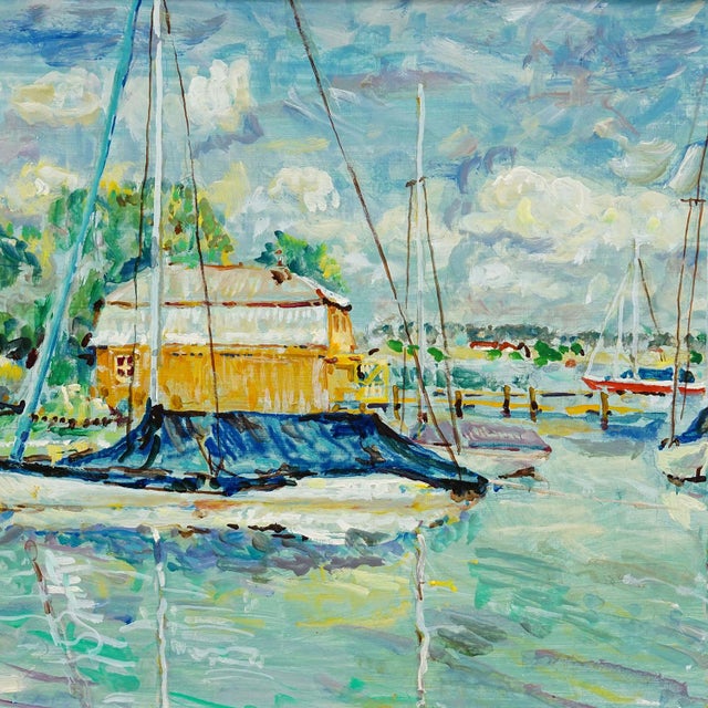 Oil Painting by Alexander Michael - Boathouse, Lake Chiemsee, 1994 For Sale - Image 4 of 7