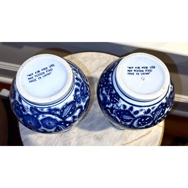 Blue Blue and White Porcelain Vases - A Pair For Sale - Image 8 of 8