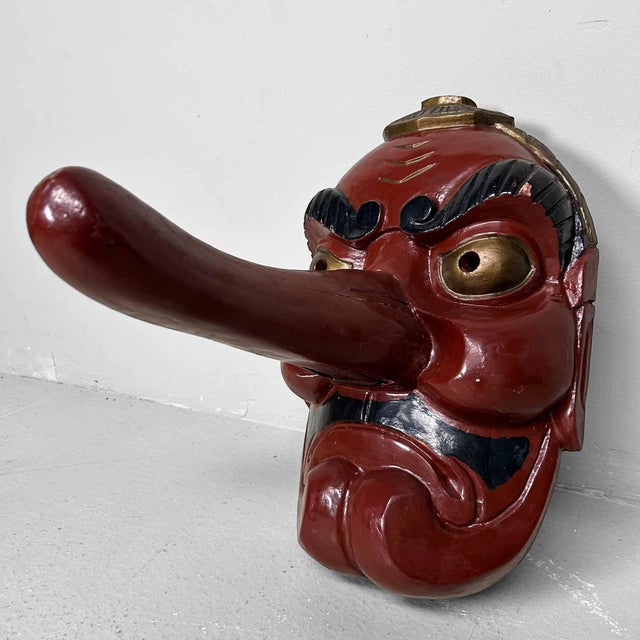 Traditional Wooden Tengu Mask, 1920s For Sale - Image 3 of 16