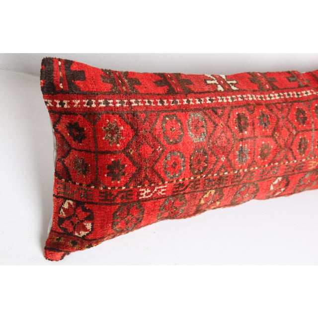 Antique Handwoven Tribal Wool Throw Lumbar Pillow Cushion -16'' X 46'' For Sale - Image 4 of 10