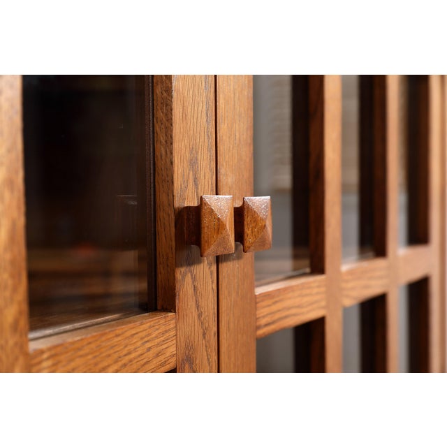Wood Mission Oak Corner Bookcase / Cabinet - Michael's Cherry For Sale - Image 7 of 11