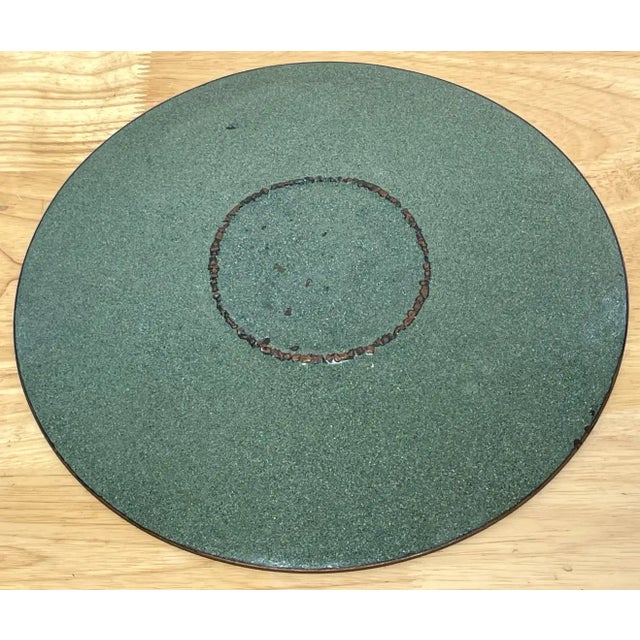 Mid 20th Century Mid 20th Century Modern Chinese Export Enamel Foo Dog Motif Charger With Stand For Sale - Image 5 of 10