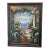1990s Framed Hand Painted Canvas Art - Mediterranean Courtyard & Seascape - 44” X 56” For Sale
