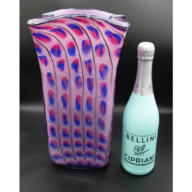 Tom Philabaum Art Glass Reptilian Bag Vase - Signed - 1996 - 14" H For Sale In West Palm - Image 6 of 6