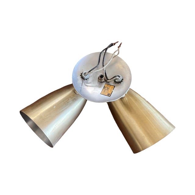 Lights Vintage Mid Century Modern 1950s Ejs Lighting Wall Sconce Spun Brass Cone Lamps 1960s For Sale - Image 7 of 12