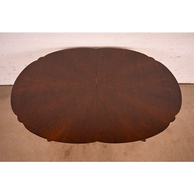 Baker Furniture Style French Provincial Louis XV Carved Cherry Wood Extension Dining Table | Newly Refinished For Sale - Image 11 of 17