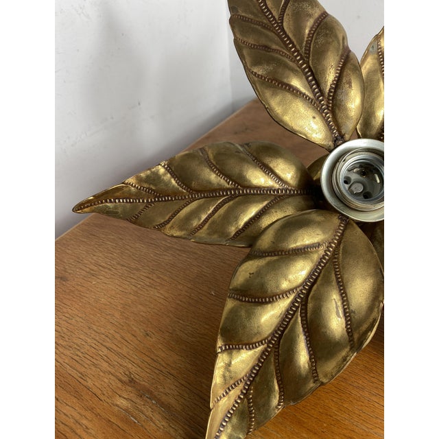 Metal Flower Wall Sconce attributed to Willy Daro for Massive, 1970s For Sale - Image 7 of 14