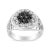 This distinguished cluster ring makes a bold fashion statement, rich with contrasting black and white diamond cluster...