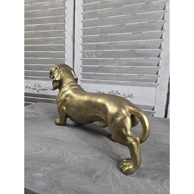 Bronze Dachshund Dog Sculpture with Polished Gold Finish For Sale - Image 13 of 14