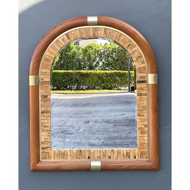 Vintage Brass Arched Mirror For Sale - Image 4 of 12
