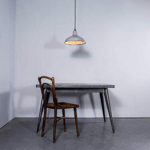 Industrial Industrial Grey Enamelled Pendant Lamp from Benjamin, 1950s For Sale - Image 3 of 10