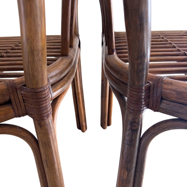 Pair of Vintage Rausch Germany Model 22935 Fan-Back Rattan Armchairs for Brown Jordan For Sale - Image 10 of 18