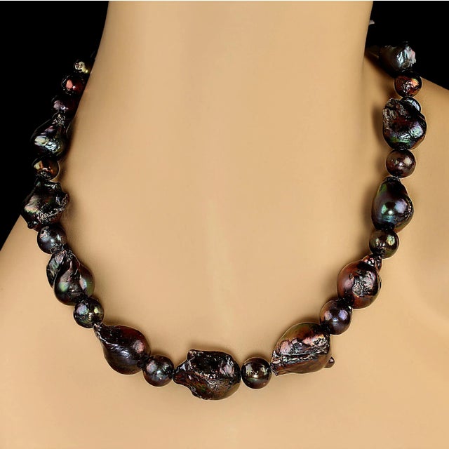 Wine Color Fireball and Round Pearl Necklace For Sale - Image 4 of 5