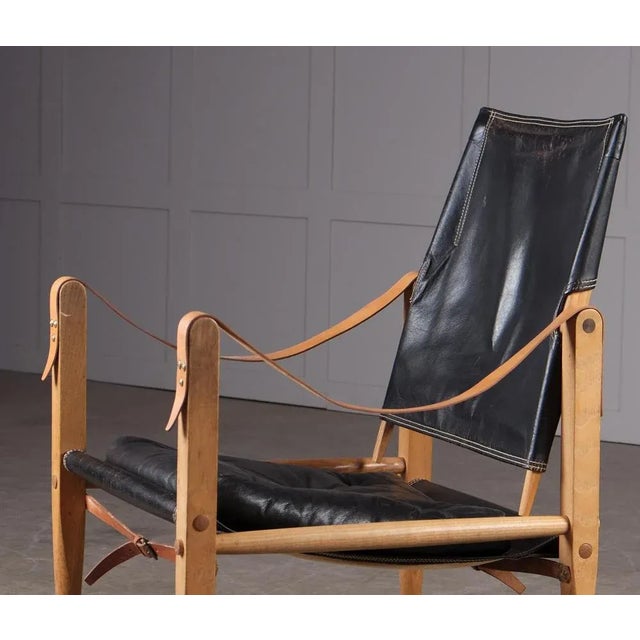 Safari Chair in Black Leather by Kaare Klint, 1960s For Sale - Image 6 of 13
