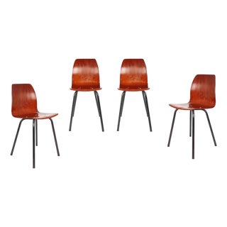 Dining Chairs in Black Metal and Pagwood from Pagholz Flötotto, 1960s, Set of 4 For Sale