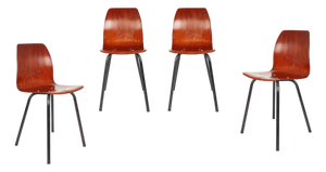 Dining Chairs in Black Metal and Pagwood from Pagholz Flötotto, 1960s, Set of 4