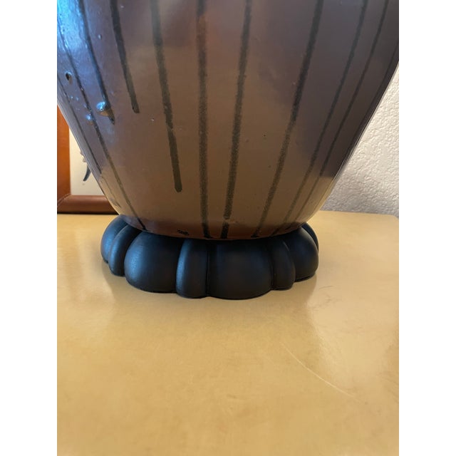 19th Century Japanese Ceramic Drip Glazed Chocolate Lamp With Original Silk Lamshade For Sale - Image 12 of 12