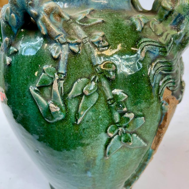 Green 19th Century Green Ceramic Wine Jug With Handle For Sale - Image 8 of 10