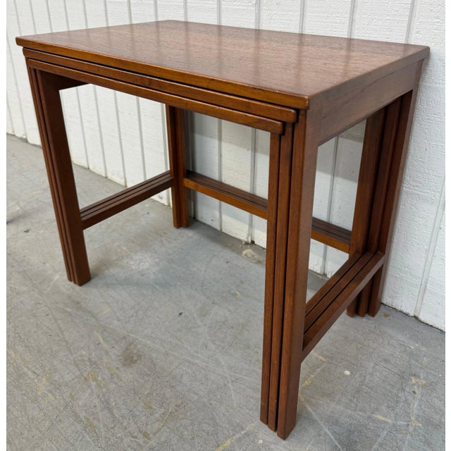 Wood Mid-Century Danish Modern John Stuart Teak Nesting Tables - Set 3 For Sale - Image 7 of 10