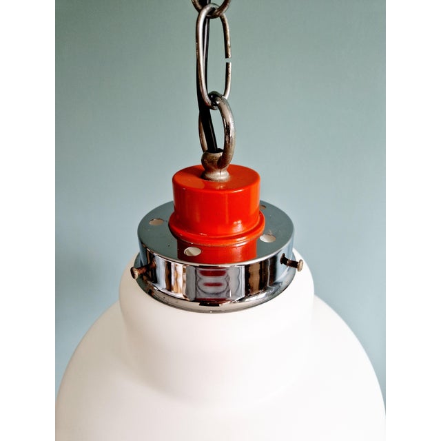 Silver Space Age Pendant Light in White Opaline, 1970 For Sale - Image 8 of 13
