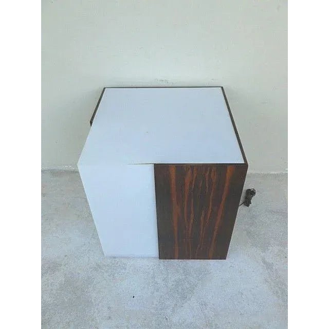 Wood 1970s Mid Century Modern Rosewood & Acrylic Floor Lamp Table For Sale - Image 7 of 13