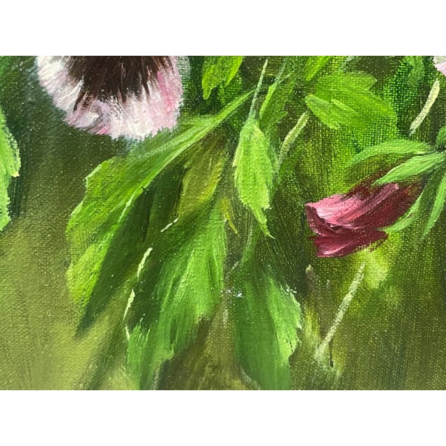 Traditional British Oil Painting Flowers Pansy's & Daisies by Elizabeth Bridge Ri Roi For Sale - Image 6 of 13