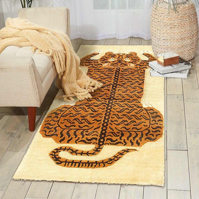 Pasargad DC Pasargad Hand Knotted Tibetan Tiger Rug For Sale - Image 4 of 4