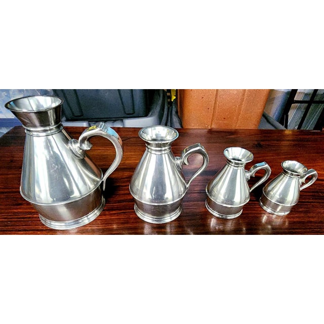 Set of Four Early 20th Century Fine English Polished Pewter Graduated Measuring Jugs For Sale - Image 13 of 13