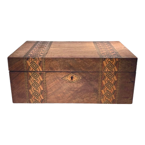 19th Century Antique English Tunbridge Writing Box W/Key