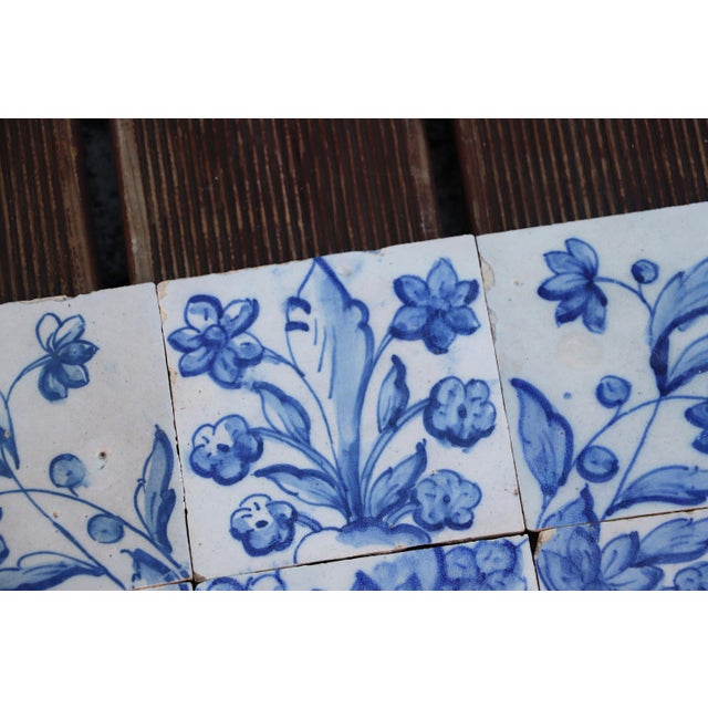 Tile Mural Panel Depicting a Baroque Jardinière With Flowers, Portuguese, 18th Century For Sale - Image 9 of 12