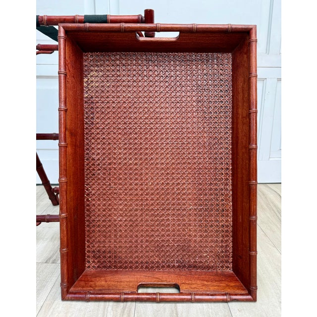 Vintage Faux Bamboo Folding Butler's Tray Table With Woven Cane Tray For Sale - Image 14 of 14