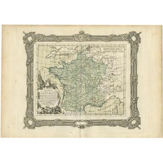 Antique Map of France Under the Reign of Louis XV by Zannoni, 1765 For Sale