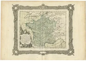 Antique Map of France Under the Reign of Louis XV by Zannoni, 1765