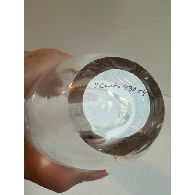 Transparent 1960s Kosta Boda Sign Blown Glass Vase With Floral Etching 9.5" Tall Design by Goran Warff For Sale - Image 8 of 12