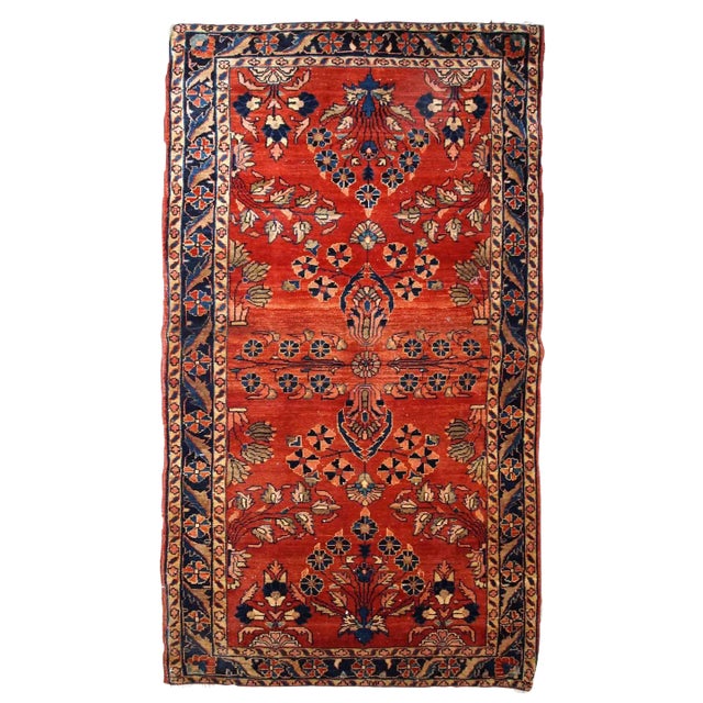 1900s Antique Handmade Persian Sarouk Mahajeran Rug For Sale
