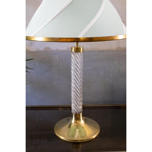 Acrylic Glass and Brass Table Lamp, 1980s For Sale - Image 4 of 8