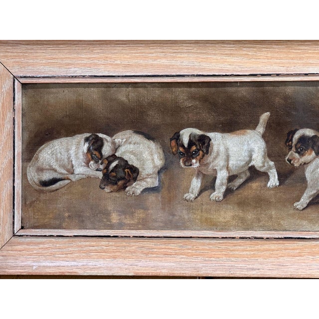 Early 20th Century American School Painting of Jack Russell Terrier Puppies For Sale - Image 4 of 5
