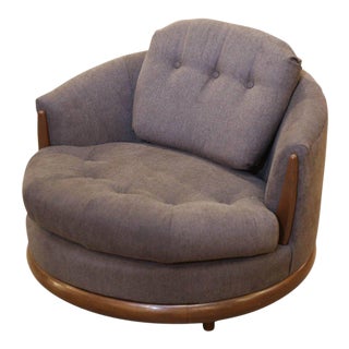 Mid-Century Modern Adrian Pearsall Style Grey Wide Barrell Chair For Sale