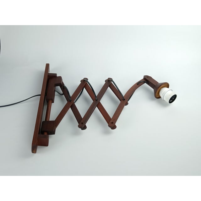 Scandinavian Scissor Lamp in Teak, 1960s For Sale - Image 4 of 11